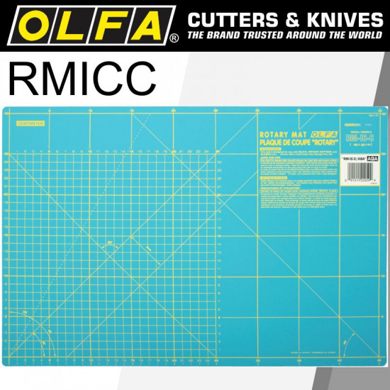 OLFA Mat Rotary 450 X 300mm Metric & Inch Double Sided Blue