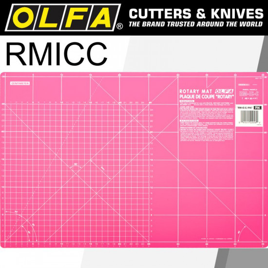 OLFA Mat Rotary 450 X 300mm Metric & Inch Double Sided Pink OLFA Mat Rotary 450 X 300mm Metric & Inch Double Sided Pink