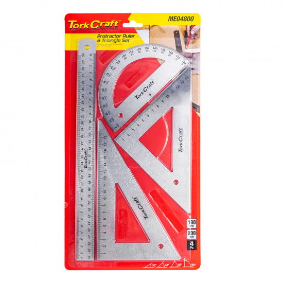 Protractor Ruler & 2 X Traingle Set 4pc Protractor Ruler & 2 X Traingle Set 4pc