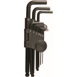 Hex Key Set 9pc Ball Point 1.5-10mm Carded Cr-v