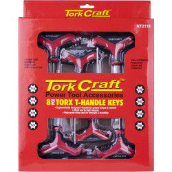 8pc Torx T-h&le Wrench Set Sizes: T10-t15-t20-t25-t30-t40-t45-t50