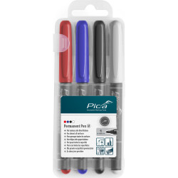 Permanent Pen 4pcs Set Medium Ass. Colors With Inst&-white Pen