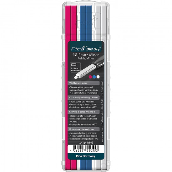 PICA Big Dry Permanent Lead Refill 12pc Set Ass. Colors PICA Big Dry Permanent Lead Refill 12pc Set Ass. Colors