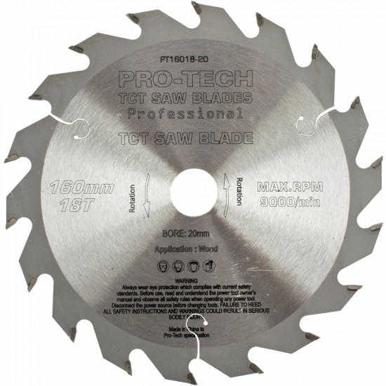 Saw Blade Tct 160x2.2x20x18t Wood Prof. PRO-TECH Fes. Ts55 Pw1 Saw Blade Tct 160x2.2x20x18t Wood Prof. PRO-TECH Fes. Ts55 Pw1