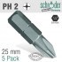 Phil.no.2x25mm Classic Ins.bit 5 Pack