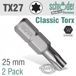 Torx Tx27 Classic Bit 25mm 2cd