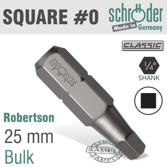 Sq.recess No.0 Insert Bit Sq.recess No.0 Insert Bit