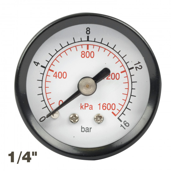Press. Gauge 40mm 1/4' Rear Fit 0-16bar 0-1600kpa Press. Gauge 40mm 1/4' Rear Fit 0-16bar 0-1600kpa