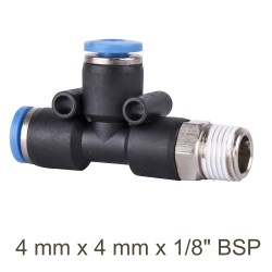 Pu Hose Fitting Tee 4mm X 4mm X 1/8'm