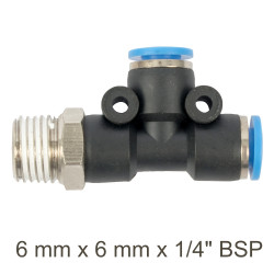 Pu Hose Fitting Tee 6mm X 6mm X 1/4'm