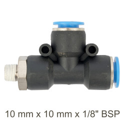 Pu Hose Fitting Tee 10mm X 10mm X 1/8'm