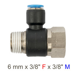 Pu Hose Fitting Tee 6mm X 3/8'f X 3/8'm