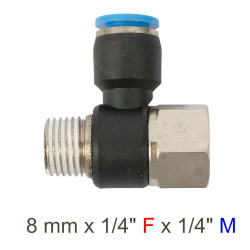 Pu Hose Fitting Tee 8mm X 1/4'f X 1/4'm