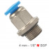 Pu Fitting Str. Stud W/o-ring 4mm-1/8' M