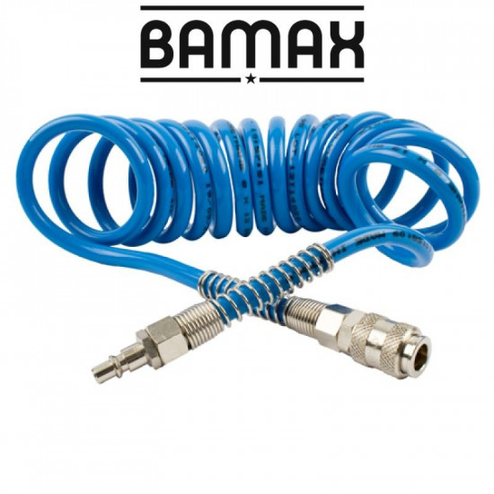 Spiral Polyp Hose Blue 8mmx12mmx4m With Quick Couplers Bx15pu4-8 Spiral Polyp Hose Blue 8mmx12mmx4m With Quick Couplers Bx15pu4-8