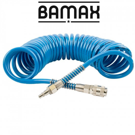 Spiral Polyp Hose Blue 8mmx12mmx8m With Quick Couplers Bx15pu8-8 Spiral Polyp Hose Blue 8mmx12mmx8m With Quick Couplers Bx15pu8-8