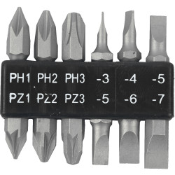 6pc 45mm Double End Bit Set Ph1,2,3 Pz1,2,3 Sl3,4,5,6,7mm