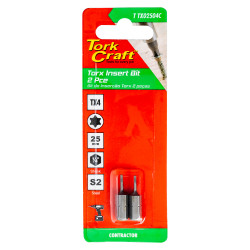 Torx Tx 4 Classic Insert Bit 25mm 2pc Carded