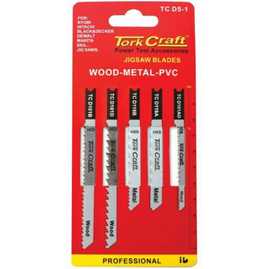 U-shank Jigsaw Blades 5 Piece Assorted
