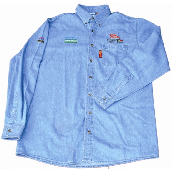 Vermont Mens Long Sleeved Denim Shirt Stone Washed Large Vermont Mens Long Sleeved Denim Shirt Stone Washed Large