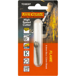 Mini H/speed Cutter 6.4mm Flame 3.2mm Shank