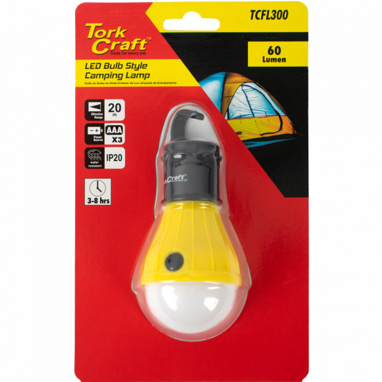 Camping Led Light Bulb 60lm Hanging Hook Use 3xaaa Bat TORK CRAFT Camping Led Light Bulb 60lm Hanging Hook Use 3xaaa Bat TORK CRAFT