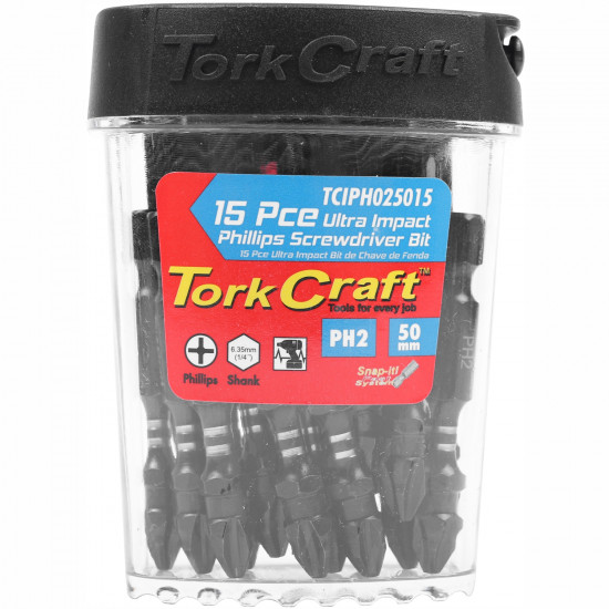 Impact Phil.2 X 50mm Power Bit 15pc Tic Tac Case Ph2 Impact Phil.2 X 50mm Power Bit 15pc Tic Tac Case Ph2