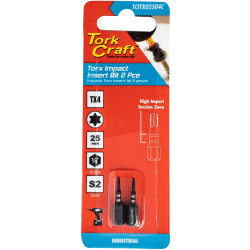 Torx Tx 4 Impact Insert Bit 25mm 2pc Carded