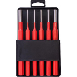 TORK CRAFT Pin Punch Set 6pc - 2.5, 3.5, 4. 5, 6, 8, 10mm Red