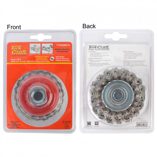 Wire Cup Brush 80 X M14 Knotted Stainless Steel Tcw Wire Cup Brush 80 X M14 Knotted Stainless Steel Tcw