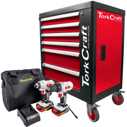 6 Drawer Roller Tool Cabinet 184pc Tc620050 C/w Drill & Impact Driver